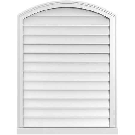 Ekena Millwork Arch Top Surface Mount PVC Gable Vent: Functional, w/ 2"W x 2"P Brickmould Sill Frame, 30"W x 40"H GVPAR30X4003SF